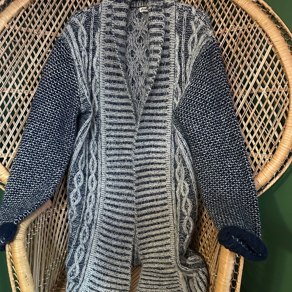 Love Riche Navy and Gray Knit Cardigan
